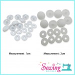 BUTTON - BAG BUCKLE-CIRCLE-PLASTIC-1CM & 2CM (WHITE)